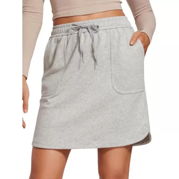 imageCRZ YOGA Comfy Cotton Sweat Skirts for Women 17 Linerless Casual Work Lounge Athletic Jersey Skirt with PocketsDove Grey Heather