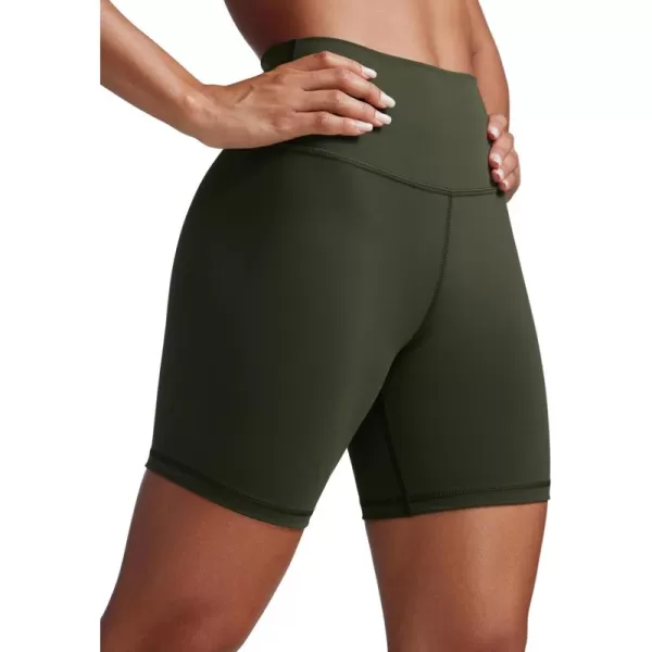 imageCRZ YOGA Women Butterbreeze Athletic Biker Shorts 6 Inches  High Waist Workout Gym Running Volleyball Yoga Spandex ShortsOlive Green