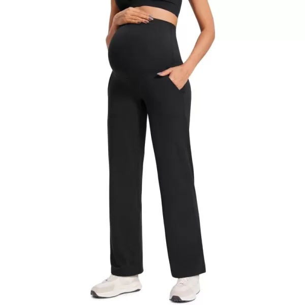 imageCRZ YOGA Women Butterluxe Maternity Wide Leg Pants with Pockets 315quot  Over The Belly Workout Yoga Pants PregnancyBlack