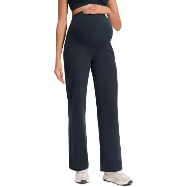 imageCRZ YOGA Women Butterluxe Maternity Wide Leg Pants with Pockets 315quot  Over The Belly Workout Yoga Pants PregnancyTrue Navy