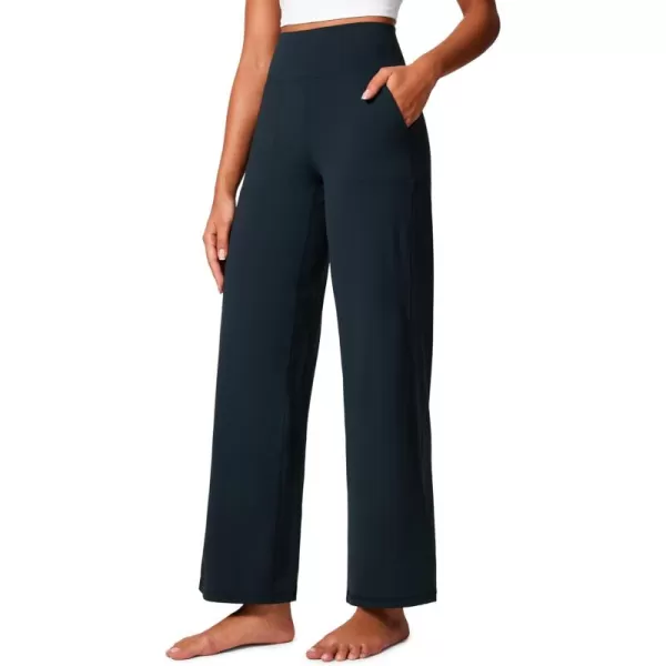 imageCRZ YOGA Womens Butterlift High Waisted Wide Leg Pants with Pockets 31quot  Yoga Lounge Pants Buttery Soft Comfy CasualTrue Navy