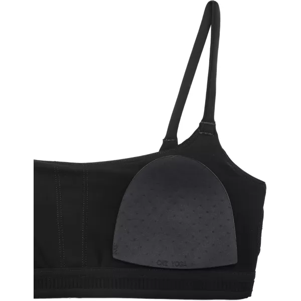 imageCRZ YOGA Butterbreeze Scoop Neck Sports Bras for Women  Spaghetti Straps Wireless Workout Bra Padded Gym Cami TopBlack