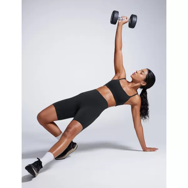 imageCRZ YOGA Butterbreeze Scoop Neck Sports Bras for Women  Spaghetti Straps Wireless Workout Bra Padded Gym Cami TopBlack