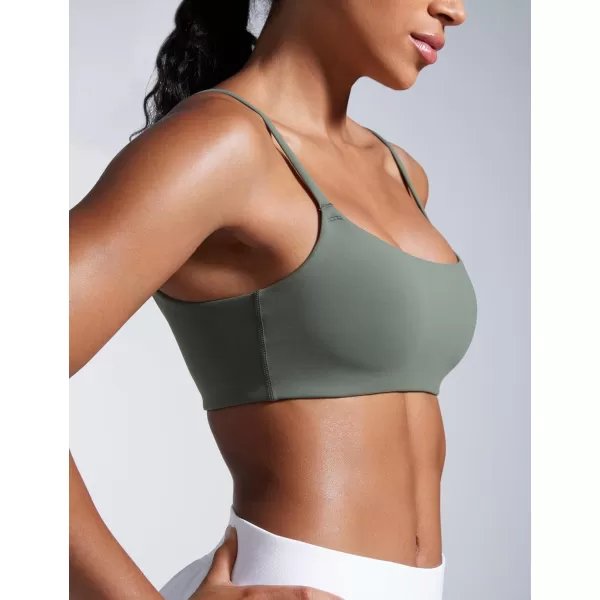 imageCRZ YOGA Butterbreeze Scoop Neck Sports Bras for Women  Spaghetti Straps Wireless Workout Bra Padded Gym Cami TopGrey Sage