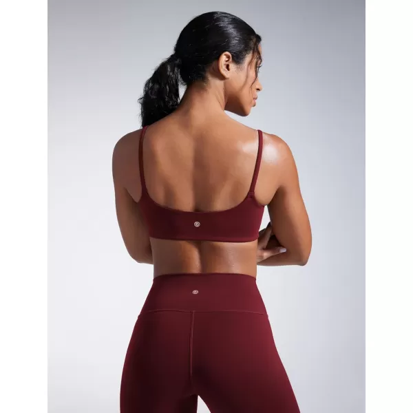 imageCRZ YOGA Butterbreeze Scoop Neck Sports Bras for Women  Spaghetti Straps Wireless Workout Bra Padded Gym Cami TopRed Merlot