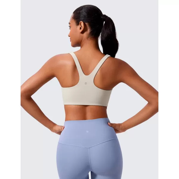 imageCRZ YOGA Butterlift Double Lined Square Neck Sports Bras for Women  Wireless VShaped Racerback Workout Yoga Bra Non PaddedMojave Tan