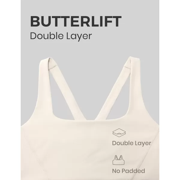 imageCRZ YOGA Butterlift Double Lined Square Neck Sports Bras for Women  Wireless VShaped Racerback Workout Yoga Bra Non PaddedMojave Tan