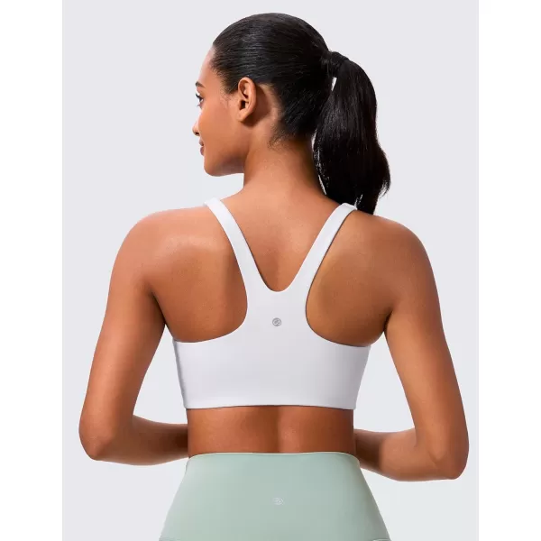 imageCRZ YOGA Butterlift Double Lined Square Neck Sports Bras for Women  Wireless VShaped Racerback Workout Yoga Bra Non PaddedWhite