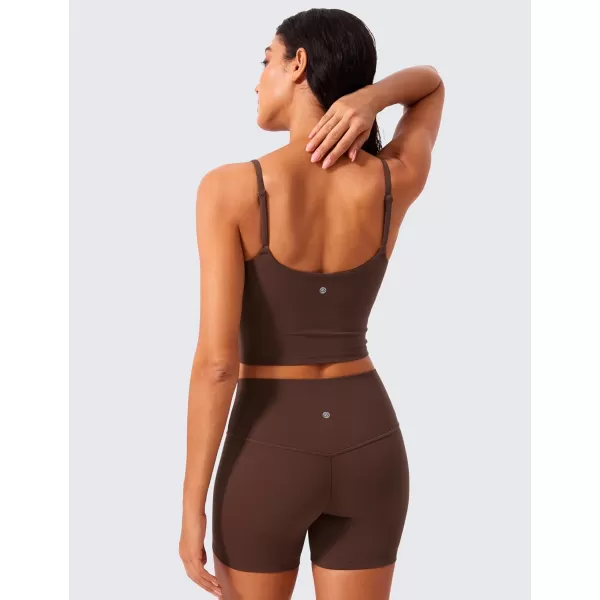 imageCRZ YOGA Butterlift Womens Scoop Neck Longline Sports Bra  U Back Adjustable Straps Workout Crop Tank Top with Built in BraCoffee Brown