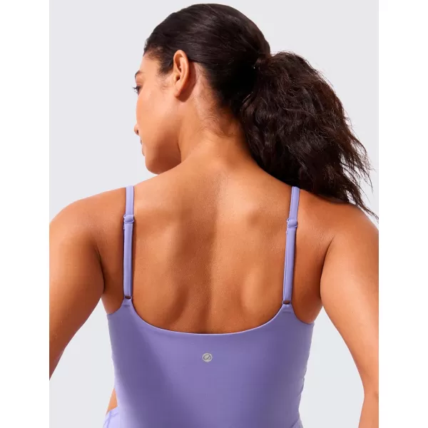 imageCRZ YOGA Butterlift Womens Scoop Neck Longline Sports Bra  U Back Adjustable Straps Workout Crop Tank Top with Built in BraDark Lavender Purple