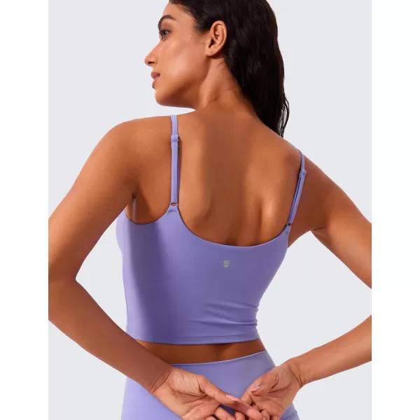 imageCRZ YOGA Butterlift Womens Scoop Neck Longline Sports Bra  U Back Adjustable Straps Workout Crop Tank Top with Built in BraDark Lavender Purple