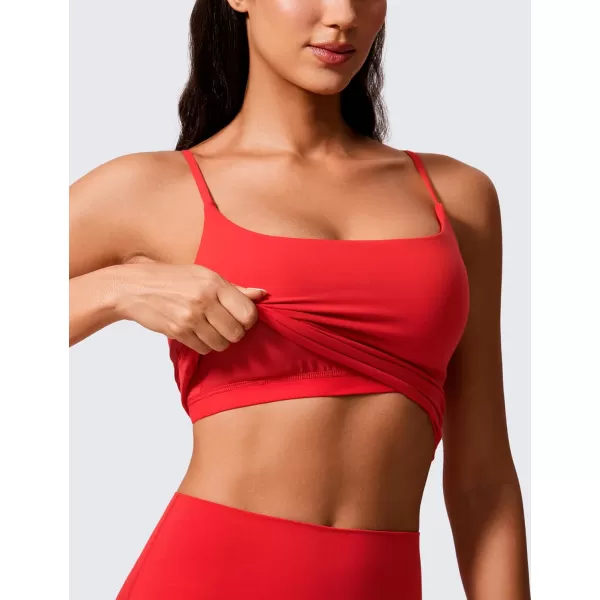 imageCRZ YOGA Butterlift Womens Scoop Neck Longline Sports Bra  U Back Adjustable Straps Workout Crop Tank Top with Built in BraDeep Red