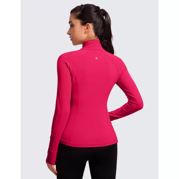 imageCRZ YOGA Butterluxe Womens Full Zip Workout Jackets Slim Fit Track Athletic Zip Up Jacket with Thumb HolesViva Magenta