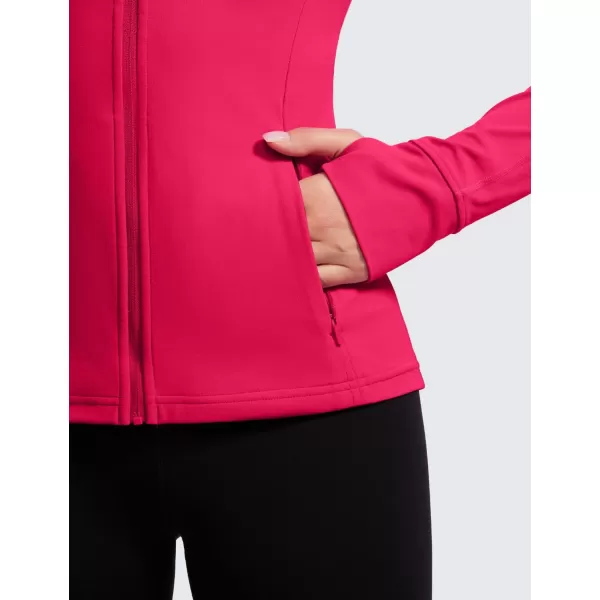 imageCRZ YOGA Butterluxe Womens Full Zip Workout Jackets Slim Fit Track Athletic Zip Up Jacket with Thumb HolesViva Magenta