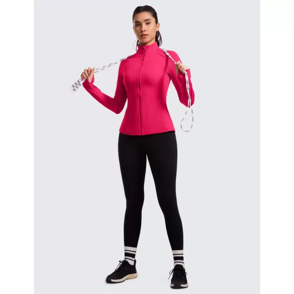 imageCRZ YOGA Butterluxe Womens Full Zip Workout Jackets Slim Fit Track Athletic Zip Up Jacket with Thumb HolesViva Magenta