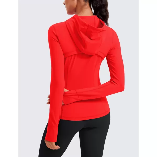 imageCRZ YOGA Butterluxe Womens Hooded Workout Jacket  Zip Up Athletic Running Jacket with Back Mesh Vent ampamp Thumb HolesDark Red