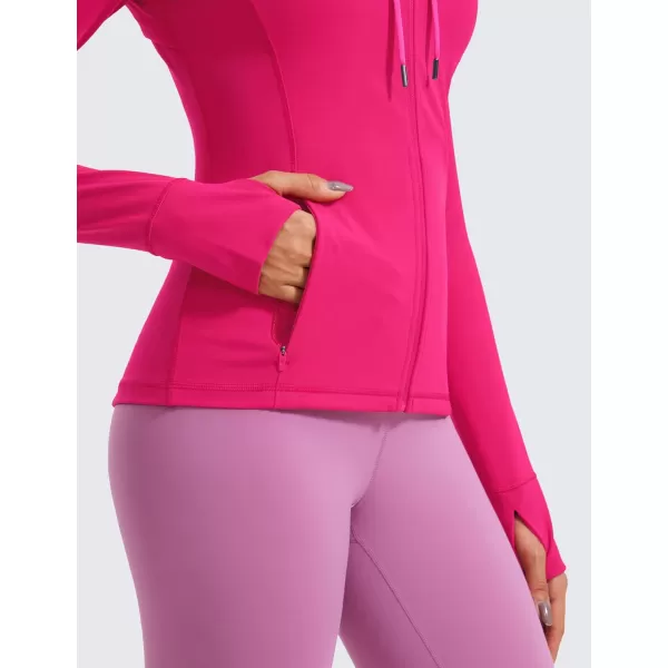 imageCRZ YOGA Butterluxe Womens Hooded Workout Jacket  Zip Up Athletic Running Jacket with Back Mesh Vent ampamp Thumb HolesGranita Pink