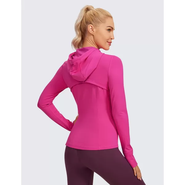 imageCRZ YOGA Butterluxe Womens Hooded Workout Jacket  Zip Up Athletic Running Jacket with Back Mesh Vent ampamp Thumb HolesHibiscus Purple