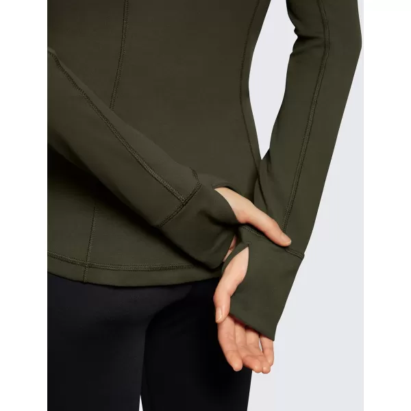 imageCRZ YOGA Butterluxe Womens Hooded Workout Jacket  Zip Up Athletic Running Jacket with Back Mesh Vent ampamp Thumb HolesOlive Green