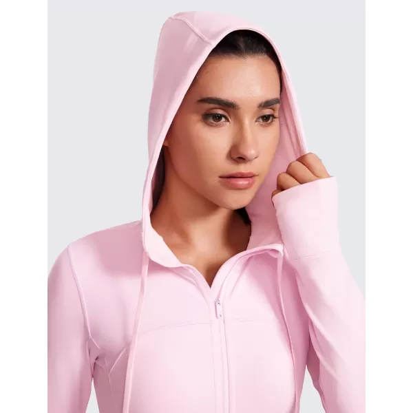 imageCRZ YOGA Butterluxe Womens Hooded Workout Jacket  Zip Up Athletic Running Jacket with Back Mesh Vent ampamp Thumb HolesPink Peony