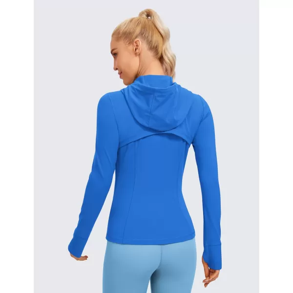 imageCRZ YOGA Butterluxe Womens Hooded Workout Jacket  Zip Up Athletic Running Jacket with Back Mesh Vent ampamp Thumb HolesSparkle Blue
