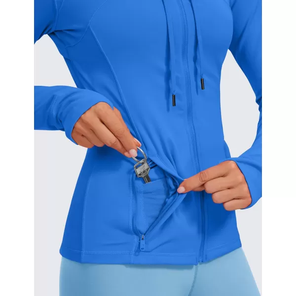 imageCRZ YOGA Butterluxe Womens Hooded Workout Jacket  Zip Up Athletic Running Jacket with Back Mesh Vent ampamp Thumb HolesSparkle Blue