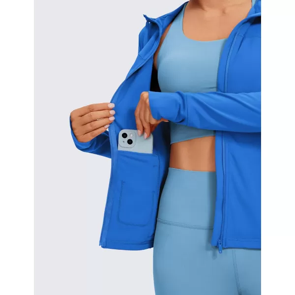 imageCRZ YOGA Butterluxe Womens Hooded Workout Jacket  Zip Up Athletic Running Jacket with Back Mesh Vent ampamp Thumb HolesSparkle Blue