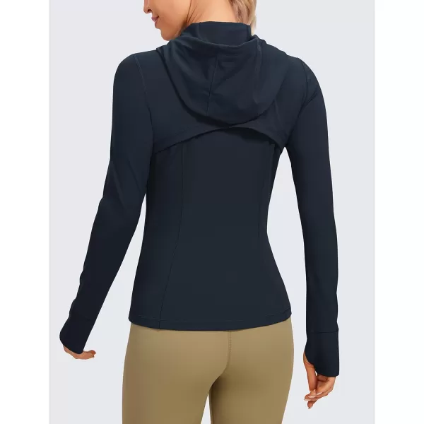 imageCRZ YOGA Butterluxe Womens Hooded Workout Jacket  Zip Up Athletic Running Jacket with Back Mesh Vent ampamp Thumb HolesTrue Navy