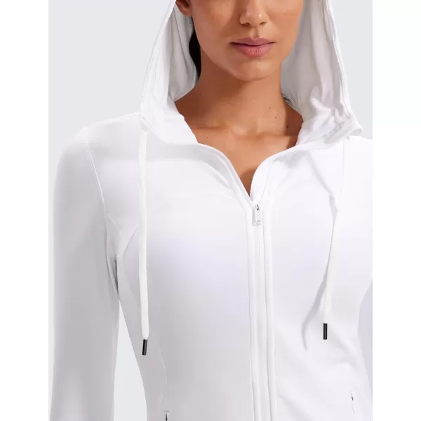 imageCRZ YOGA Butterluxe Womens Hooded Workout Jacket  Zip Up Athletic Running Jacket with Back Mesh Vent ampamp Thumb HolesWhite