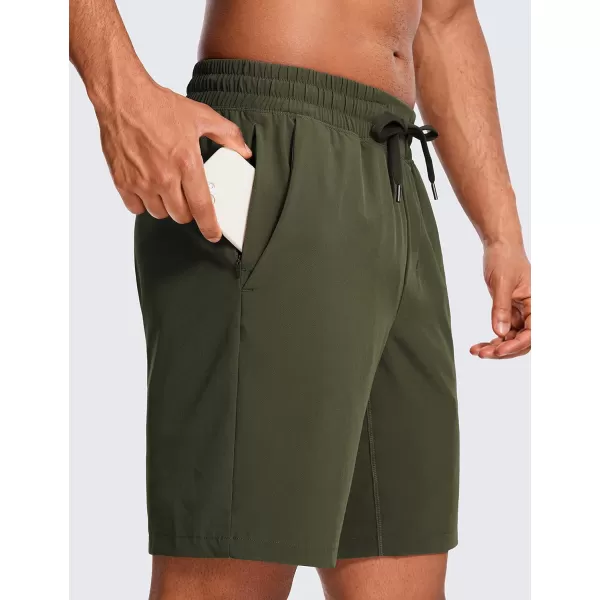 imageCRZ YOGA Mens 2 in 1 Running Shorts with Liner  9 Quick Dry Workout Sports Athletic Shorts with PocketsDark Olive