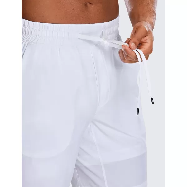 imageCRZ YOGA Mens 2 in 1 Running Shorts with Liner  9 Quick Dry Workout Sports Athletic Shorts with PocketsWhite