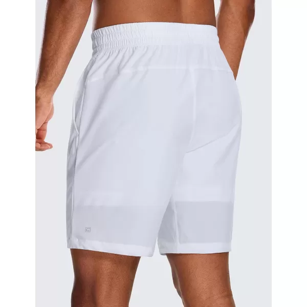 imageCRZ YOGA Mens 2 in 1 Running Shorts with Liner  9 Quick Dry Workout Sports Athletic Shorts with PocketsWhite