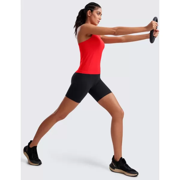 imageCRZ YOGA Seamless Womens Tank Tops Racerback Breathable Workout Sleeveless Top High Neck Running Athletic ShirtsDeep Red