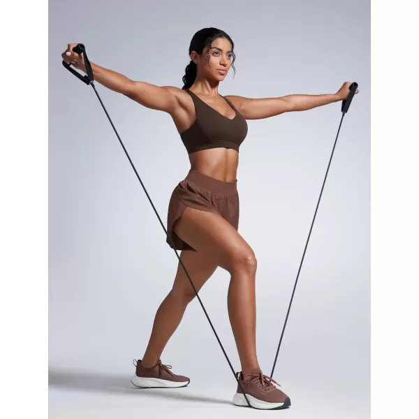 imageCRZ YOGA Womens Butterbreeze Criss Cross Back Sports Bras  V Neck Adjustable Straps Padded Bra Wireless Workout Training BraHot Fudge Brown