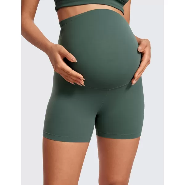 imageCRZ YOGA Womens Butterluxe Maternity Yoga Shorts Over The Belly 4quot  Workout Running Athletic Pregnancy Biker ShortsDark Forest Green