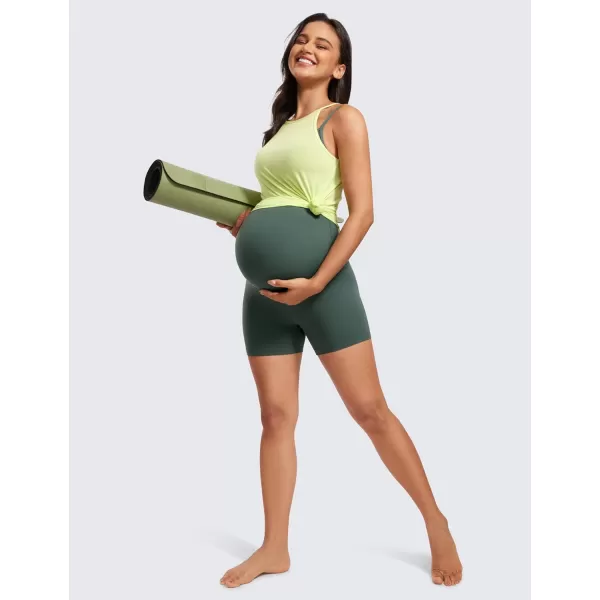 imageCRZ YOGA Womens Butterluxe Maternity Yoga Shorts Over The Belly 4quot  Workout Running Athletic Pregnancy Biker ShortsDark Forest Green