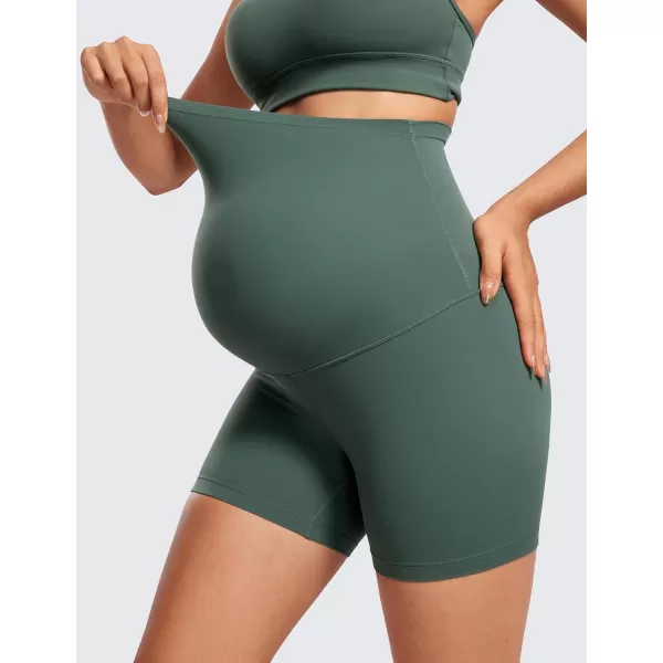 imageCRZ YOGA Womens Butterluxe Maternity Yoga Shorts Over The Belly 4quot  Workout Running Athletic Pregnancy Biker ShortsDark Forest Green