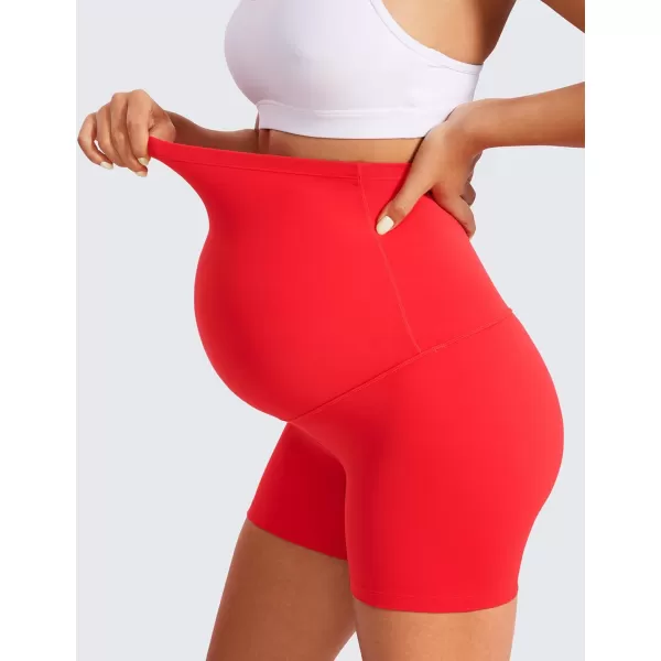 imageCRZ YOGA Womens Butterluxe Maternity Yoga Shorts Over The Belly 4quot  Workout Running Athletic Pregnancy Biker ShortsDeep Red