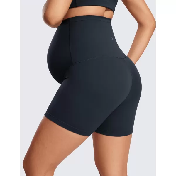 imageCRZ YOGA Womens Butterluxe Maternity Yoga Shorts Over The Belly 4quot  Workout Running Athletic Pregnancy Biker ShortsTrue Navy