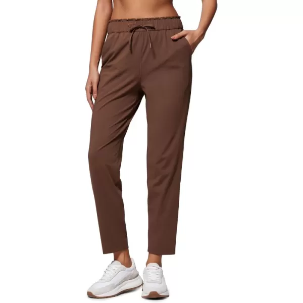 imageCRZ YOGA 4Way Stretch Ankle Pants for Women High Waisted 78 Casual Dress Travel Golf Work Pants with PocketsCoffee Brown