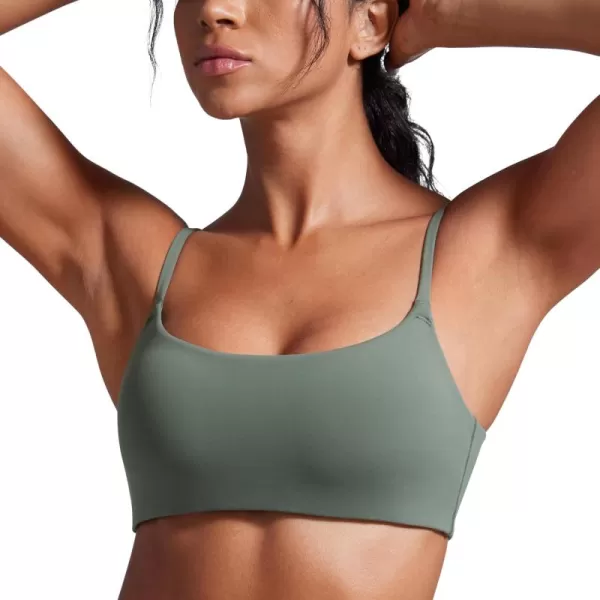 imageCRZ YOGA Butterbreeze Scoop Neck Sports Bras for Women  Spaghetti Straps Wireless Workout Bra Padded Gym Cami TopGrey Sage