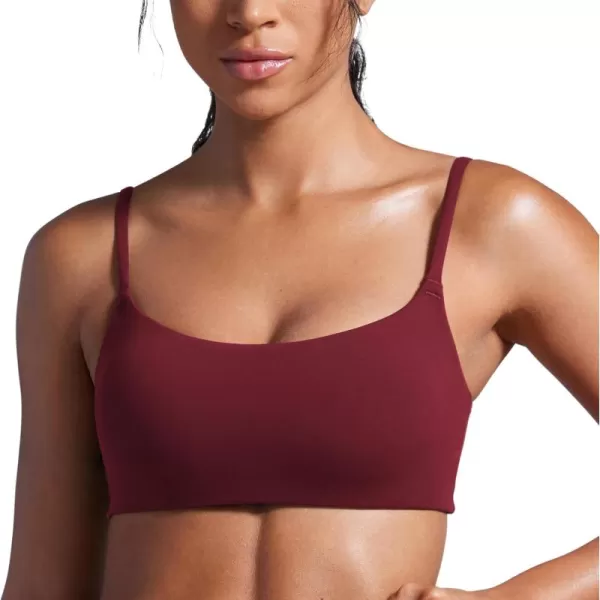 imageCRZ YOGA Butterbreeze Scoop Neck Sports Bras for Women  Spaghetti Straps Wireless Workout Bra Padded Gym Cami TopRed Merlot