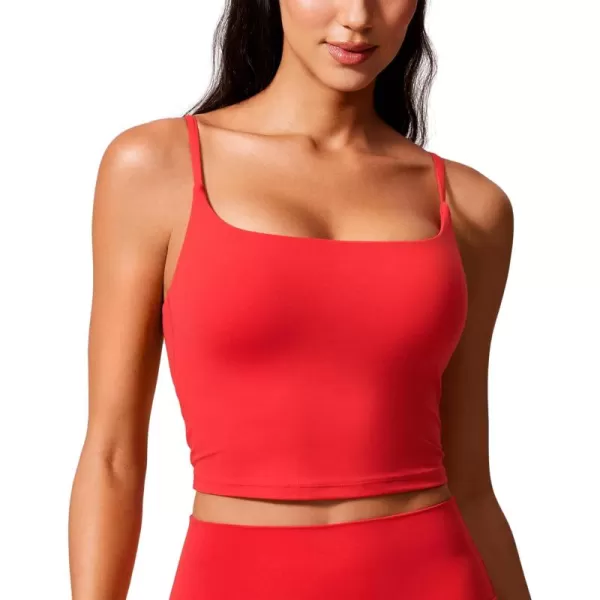 imageCRZ YOGA Butterlift Womens Scoop Neck Longline Sports Bra  U Back Adjustable Straps Workout Crop Tank Top with Built in BraDeep Red