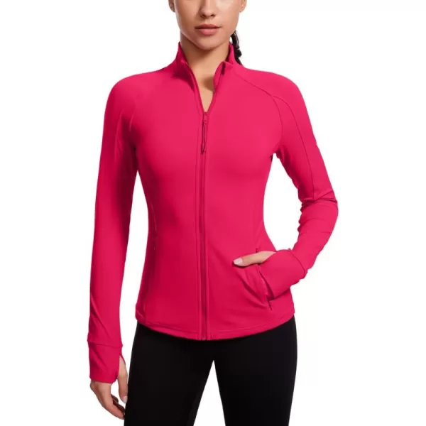 imageCRZ YOGA Butterluxe Womens Full Zip Workout Jackets Slim Fit Track Athletic Zip Up Jacket with Thumb HolesViva Magenta