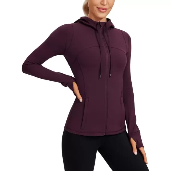 imageCRZ YOGA Butterluxe Womens Hooded Workout Jacket  Zip Up Athletic Running Jacket with Back Mesh Vent ampamp Thumb HolesDeep Purple