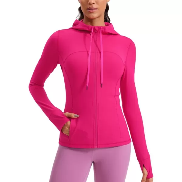 imageCRZ YOGA Butterluxe Womens Hooded Workout Jacket  Zip Up Athletic Running Jacket with Back Mesh Vent ampamp Thumb HolesGranita Pink