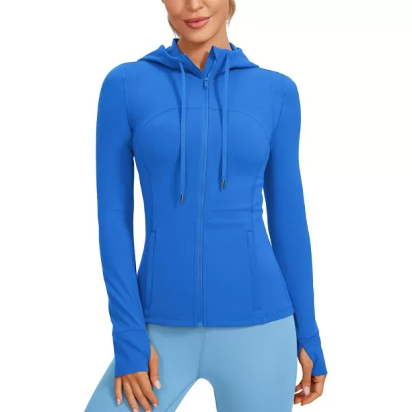 imageCRZ YOGA Butterluxe Womens Hooded Workout Jacket  Zip Up Athletic Running Jacket with Back Mesh Vent ampamp Thumb HolesSparkle Blue