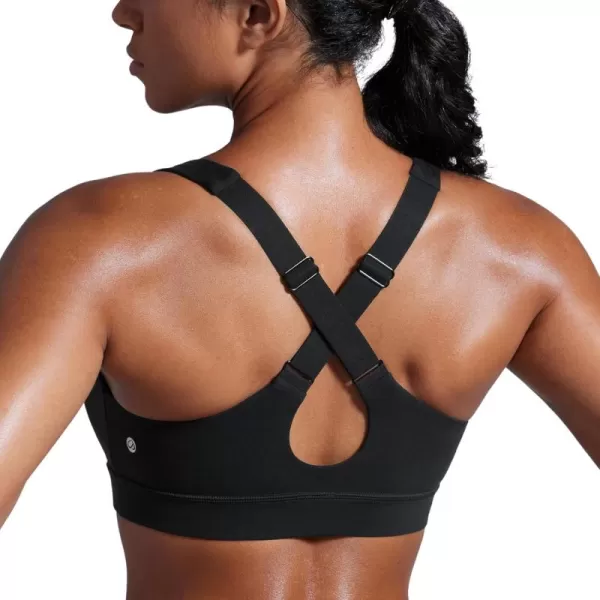 imageCRZ YOGA Womens Butterbreeze Criss Cross Back Sports Bras  V Neck Adjustable Straps Padded Bra Wireless Workout Training BraBlack