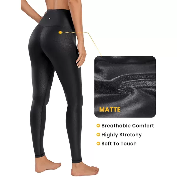 imageCRZ YOGA Butterluxe Matte Faux Leather Leggings for Women 28quot  High Waisted Stretch Ankle Leather Pants Pleather TightsFaux Leather Black