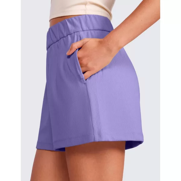 imageCRZ YOGA Comfy Ribbed Sweat Shorts for Women High Waisted Lyocell Casual Lounge Jersey Athletic Shorts with PocketsDark Lavender Purple